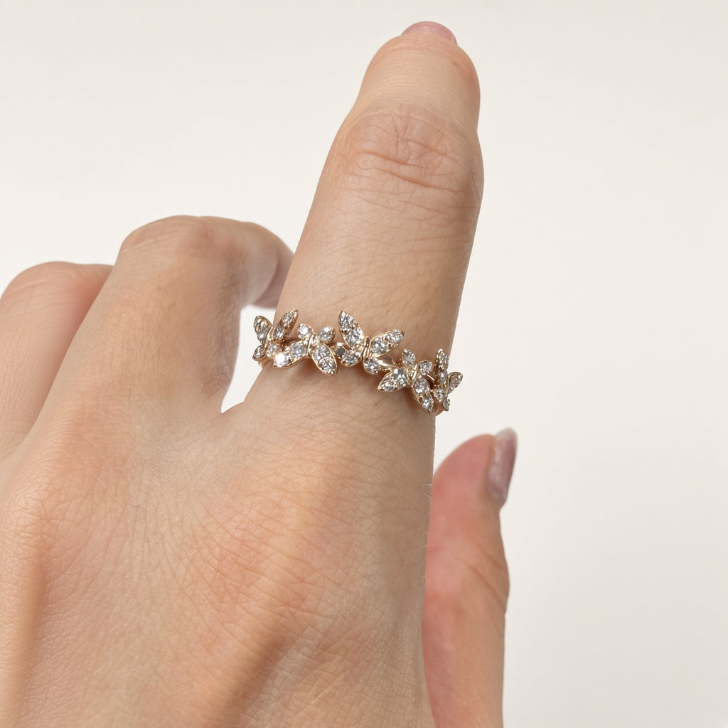 K18 ダイヤモンド バタフライリング 0.30ct